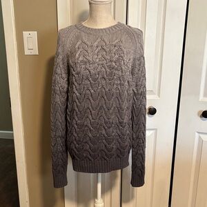 AG Adriano Goldschmied Gray Cable Knit Crewneck Sweater 100% Wool